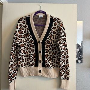 CAbi Leopard Print Cardigan Sweater